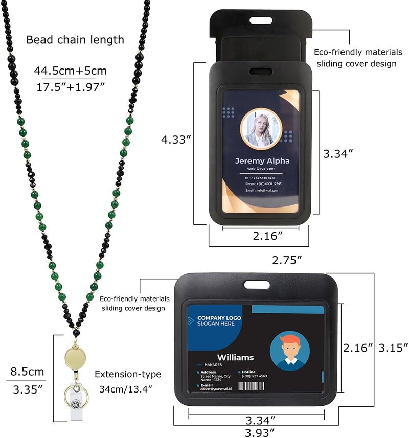 AIDSOTOU Lanyards for ID Badges and Keys,Natural Stone Beaded Teacher Lanyard for Women,Retractable Lanyard with ID Holder Cute Lanyards for Teachers (Purple) - Image 4